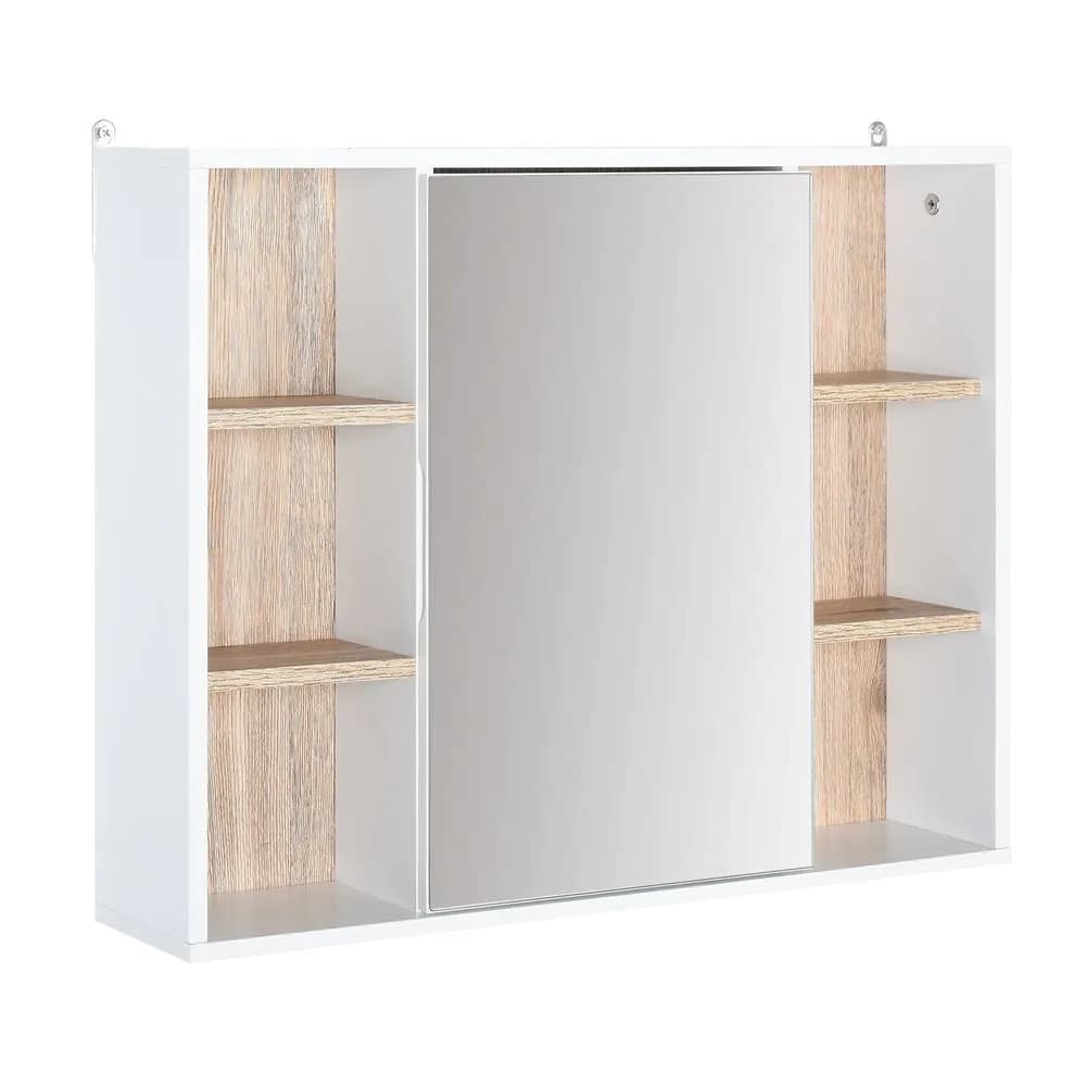 image-Wall Mounted Bathroom Storage Cabinet w/ Mirrored Door, Adjustable Shelf
