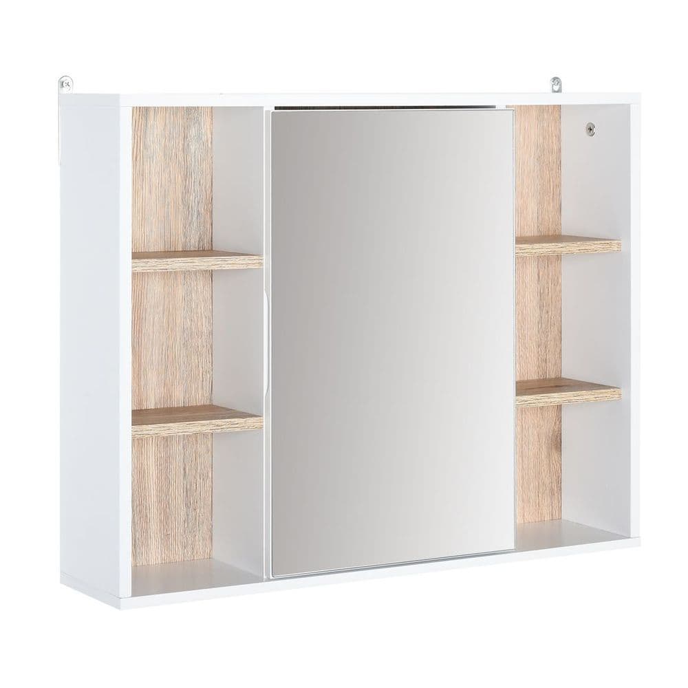 image-Wall Mounted Bathroom Storage Cabinet w/ Mirrored Door, Adjustable Shelf