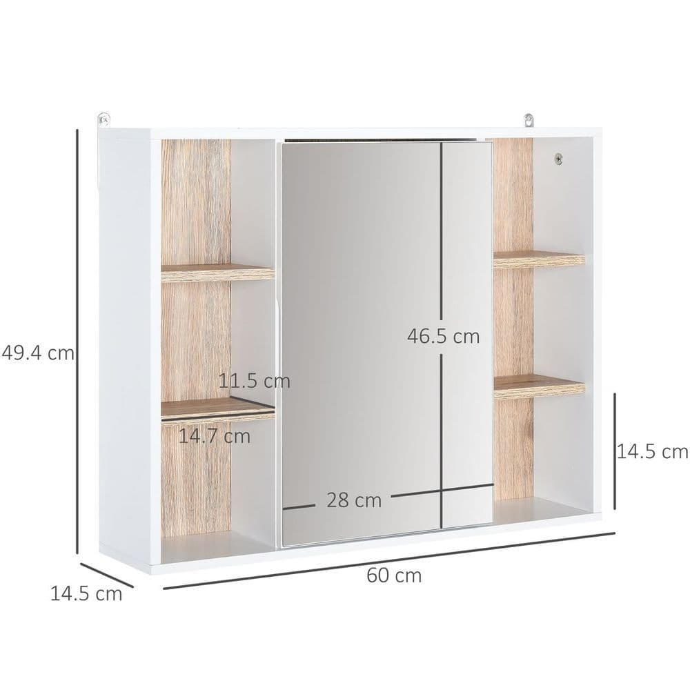 image-Wall Mounted Bathroom Storage Cabinet w/ Mirrored Door, Adjustable Shelf