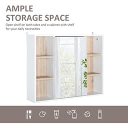 image-Wall Mounted Bathroom Storage Cabinet w/ Mirrored Door, Adjustable Shelf