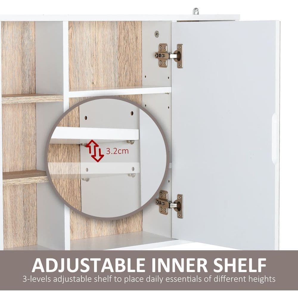 image-Wall Mounted Bathroom Storage Cabinet w/ Mirrored Door, Adjustable Shelf