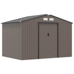 image-9 X 6FT Outdoor Storage Garden Shed Sliding Door Galvanised Metal Brown