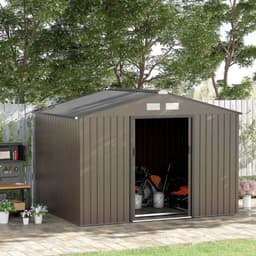 image-9 X 6FT Outdoor Storage Garden Shed Sliding Door Galvanised Metal Brown