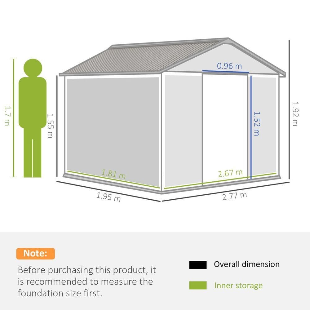 image-9 X 6FT Outdoor Storage Garden Shed Sliding Door Galvanised Metal Brown