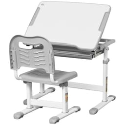 image-Kids Desk and Chair Set Adjustable Tiltable w/ Drawer, Pen Slot, Hook