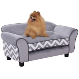 image-Dog Sofa Cat Couch Bed for XS Dogs w/ Removable Sponge Cushion - Grey