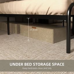image-Double Bed Frame Steel Bed Base with Headboard 145 x 199cm Brown