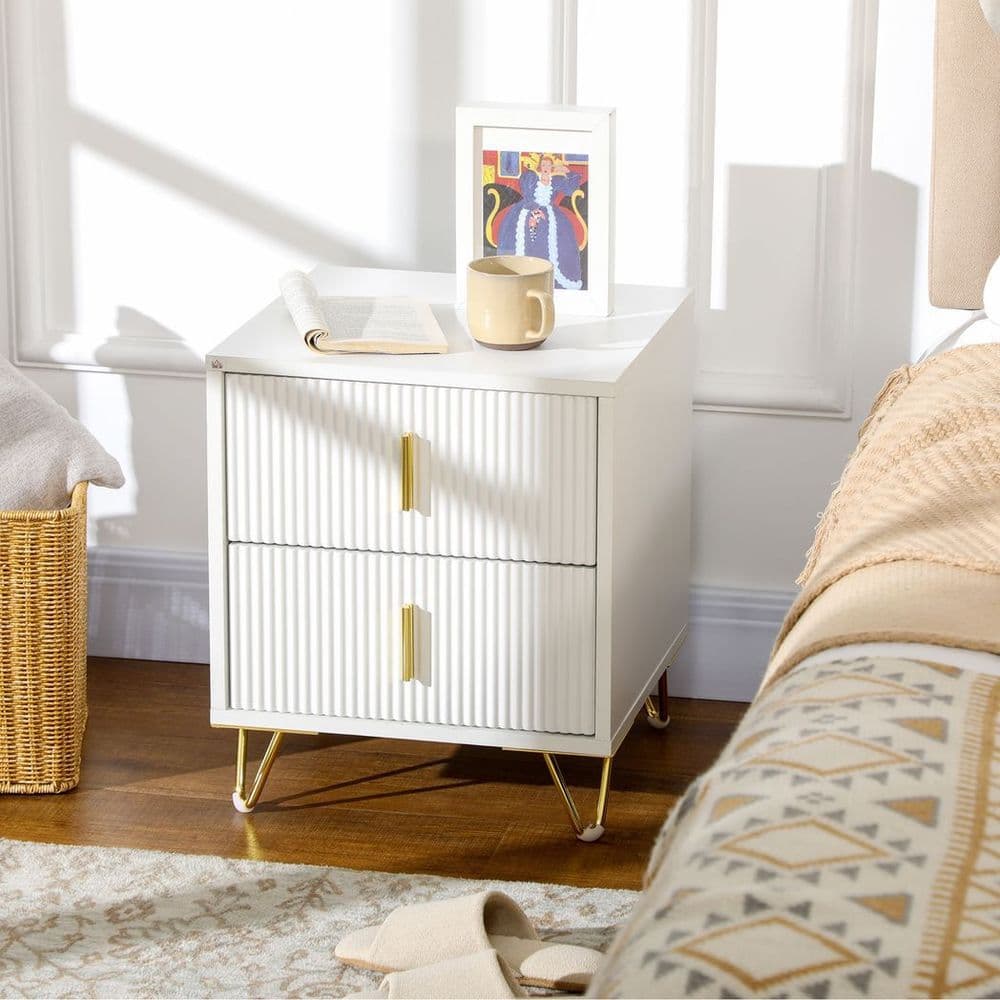 image-Nightstand with 2 Drawers, Side End Table for Living Room, Bedroom