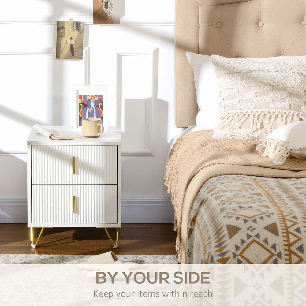 image-Nightstand with 2 Drawers, Side End Table for Living Room, Bedroom