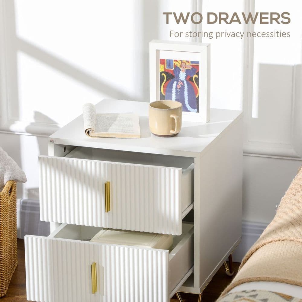 image-Nightstand with 2 Drawers, Side End Table for Living Room, Bedroom