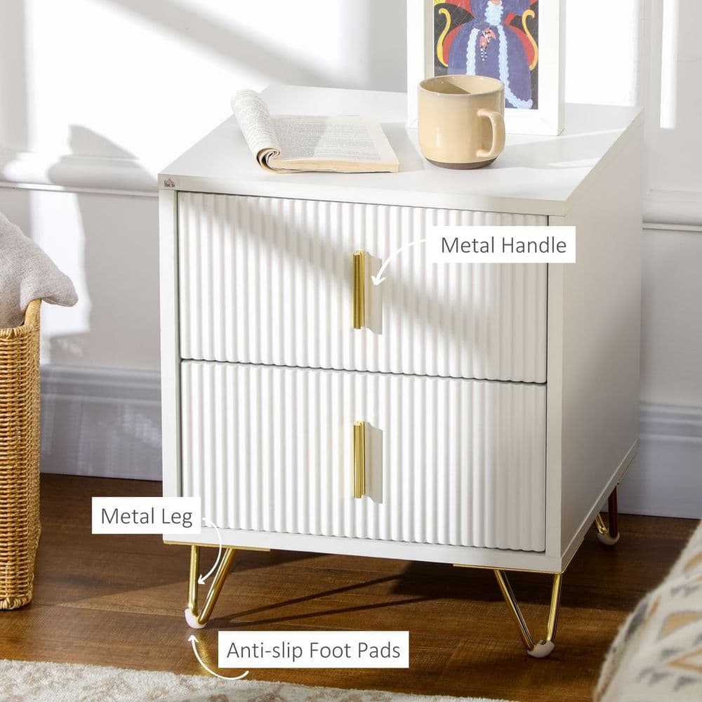 image-Nightstand with 2 Drawers, Side End Table for Living Room, Bedroom