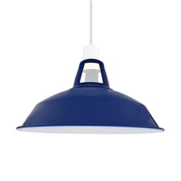 image-Navy Blue Metal Lamp Shades in a Vintage Retro Style Antique Shades