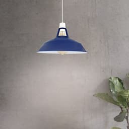 image-Navy Blue Metal Lamp Shades in a Vintage Retro Style Antique Shades