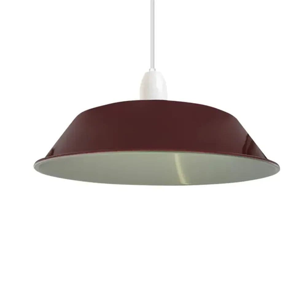 image-3 Pack Burgundy Retro Vintage Lampshade Easy Fit E27/B22 Base Pendant Metal 36cm Lamp Light Shades