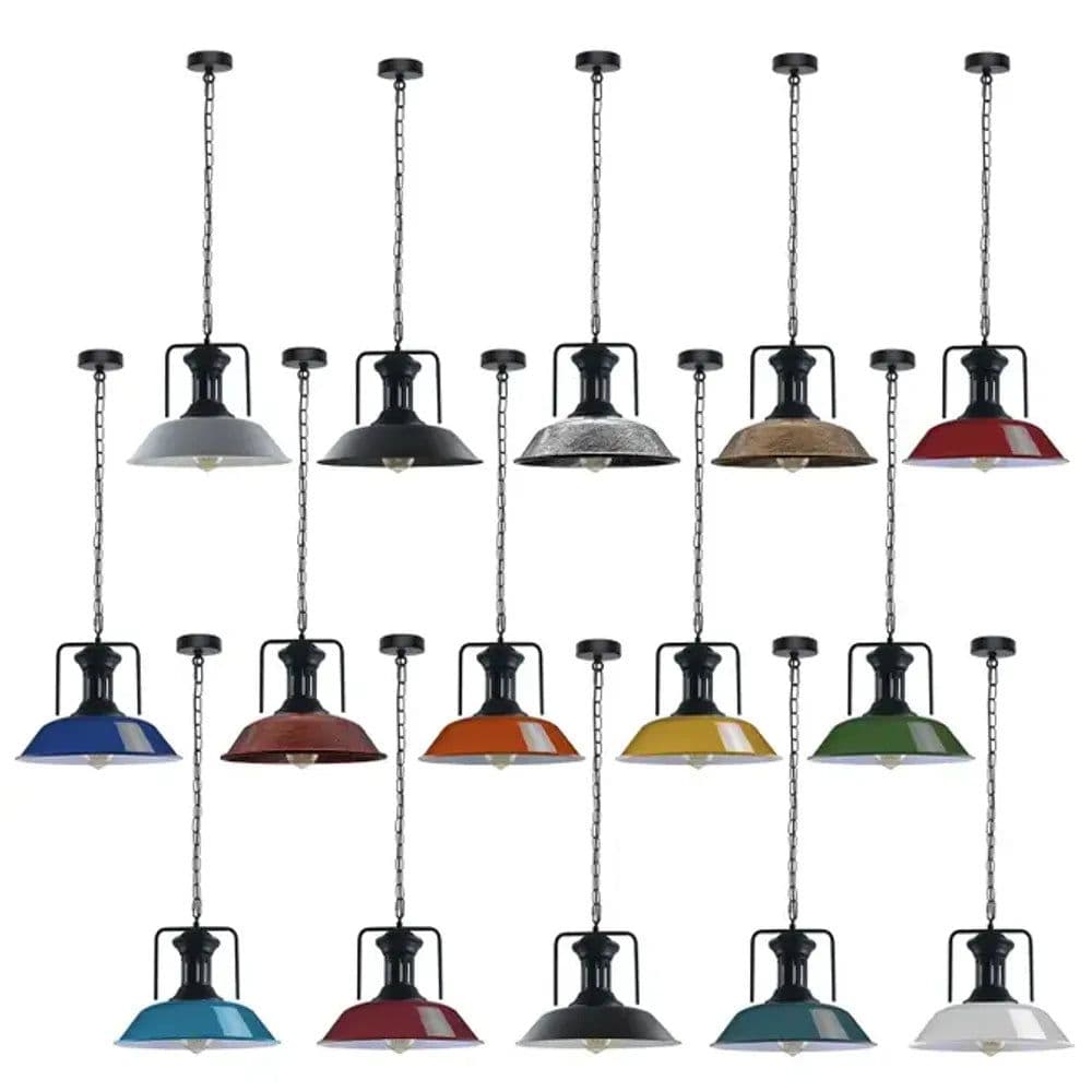 image-Vintage Industrial Burgundy Ceiling Pendant Light Shade Hanging Lamp Light