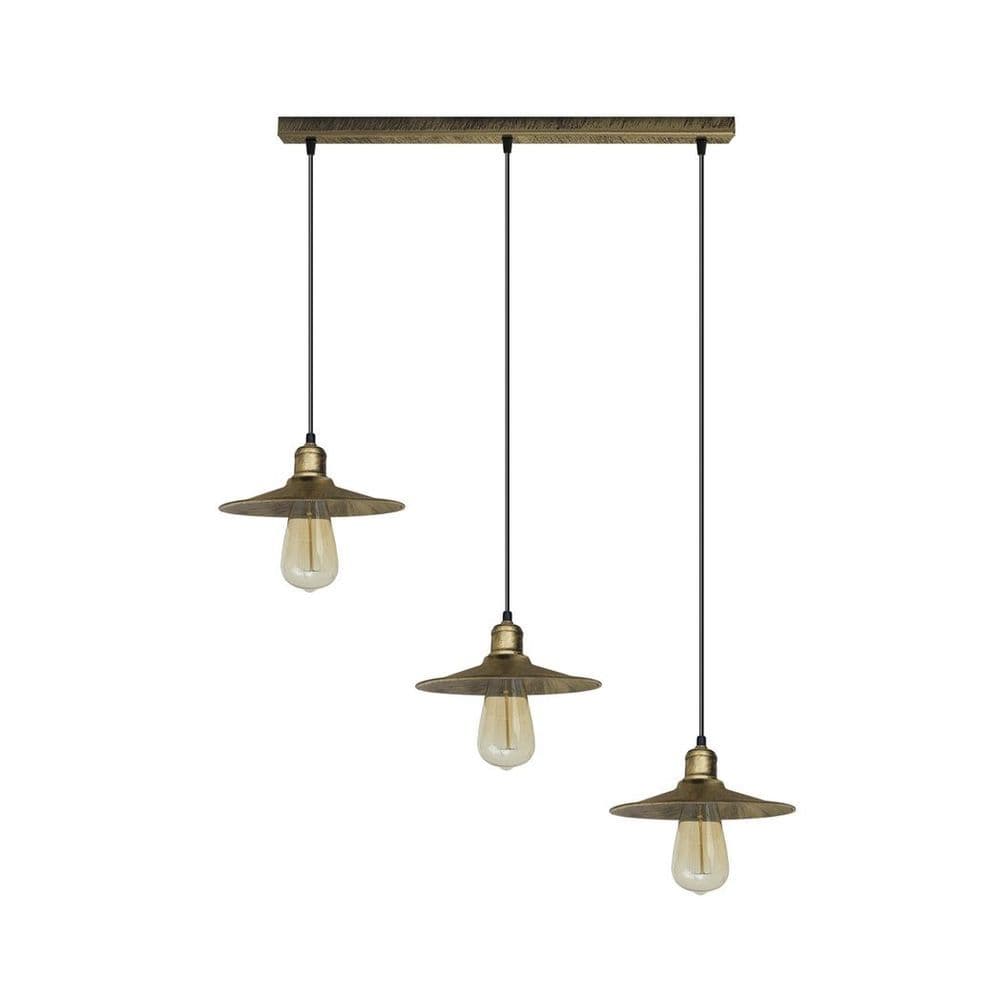 image-4 Head Vintage Industrial Brushed Brass Ceiling Pendant Easy Fit Light Metal 22cm Ceiling Lighting Shade