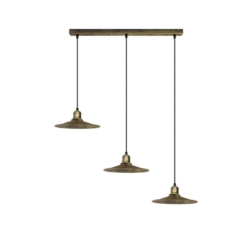 image-4 Head Vintage Industrial Brushed Brass Ceiling Pendant Easy Fit Light Metal 22cm Ceiling Lighting Shade