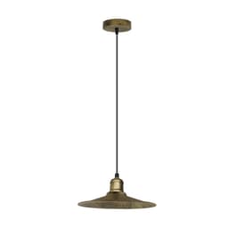 image-Vintage Industrial Brushed Brass Ceiling Pendant Light Adjustable Cord E27 Base Hand Brushed Finished Flat Cone Shaped