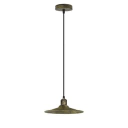 image-Vintage Industrial Brushed Brass Ceiling Pendant Light Adjustable Cord E27 Base Hand Brushed Finished Flat Cone Shaped