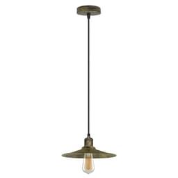 image-Vintage Industrial Brushed Brass Ceiling Pendant Light Adjustable Cord E27 Base Hand Brushed Finished Flat Cone Shaped