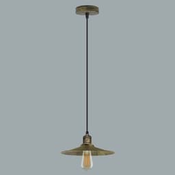 image-Vintage Industrial Brushed Brass Ceiling Pendant Light Adjustable Cord E27 Base Hand Brushed Finished Flat Cone Shaped