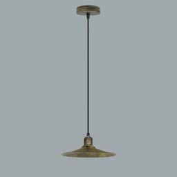 image-Vintage Industrial Brushed Brass Ceiling Pendant Light Adjustable Cord E27 Base Hand Brushed Finished Flat Cone Shaped