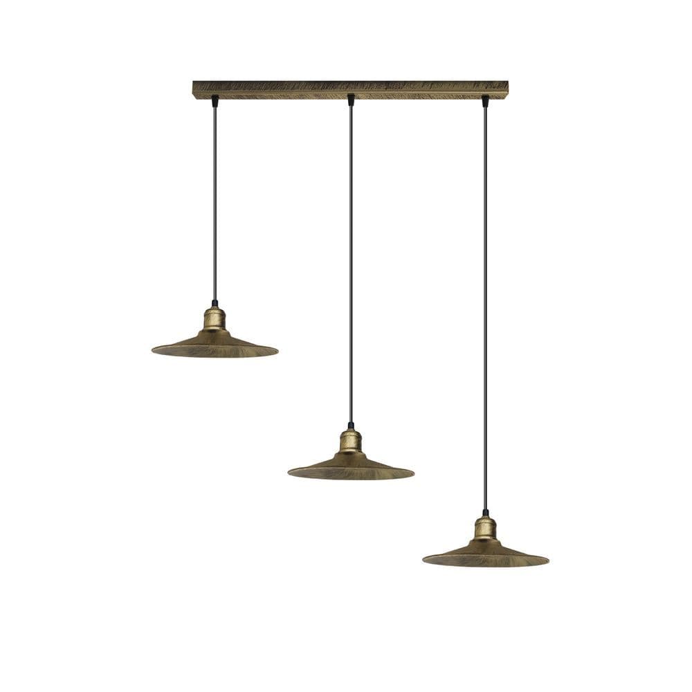 image-3 Head Vintage Industrial Brushed Brass Ceiling Pendant Easy Fit Light Metal 22cm Ceiling Lighting Shade