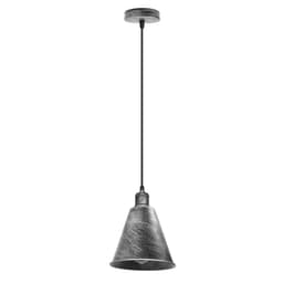 image-Modern Hanging Cone Shaped Pendant Light Fixture With Brushed Silver Colour Lampshade