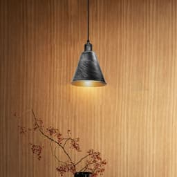 image-Modern Hanging Cone Shaped Pendant Light Fixture With Brushed Silver Colour Lampshade