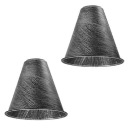 image-2 Pack Vintage Retro Industrial Metal Brushed Silver Cone Shape 18cm Shade Easy Fit