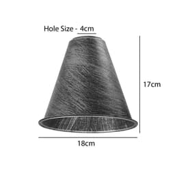 image-2 Pack Vintage Retro Industrial Metal Brushed Silver Cone Shape 18cm Shade Easy Fit