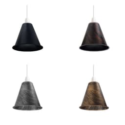 image-2 Pack Vintage Retro Industrial Metal Brushed Silver Cone Shape 18cm Shade Easy Fit