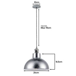 image-Vintage Industrial Chrome Ceiling Pendant Light Metal Shade Hanging Lamp