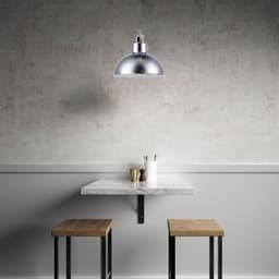 image-Vintage Industrial Chrome Ceiling Pendant Light Metal Shade Hanging Lamp