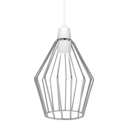 image-Modern Vintage Chrome Industrial Metal Rustic Lampshade Vintage Light Open Wire Frame cage Diamond Geometric Shape Lamp