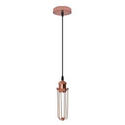 image-Single Rose Gold Ceiling E27 Pendant Light with Wire Cage, Industrial Vintage Hanging Lamp Fixture