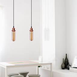 image-Single Rose Gold Ceiling E27 Pendant Light with Wire Cage, Industrial Vintage Hanging Lamp Fixture