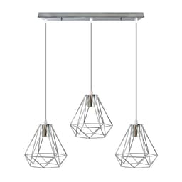 image-3 Head Rectangle Base Chrome Vintage Metal 20cm Diamond Wire Cage E27 Base Ceiling Pendant Light