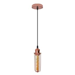 image-Single Rose Gold Ceiling E27 Pendant Light with Wire Cage, Industrial Vintage Hanging Lamp Fixture