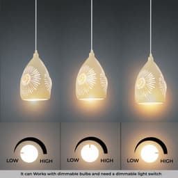 image-Vintage Industrial Ceiling Pendant Light, White Metal Shade Hanging Chandelier Lights