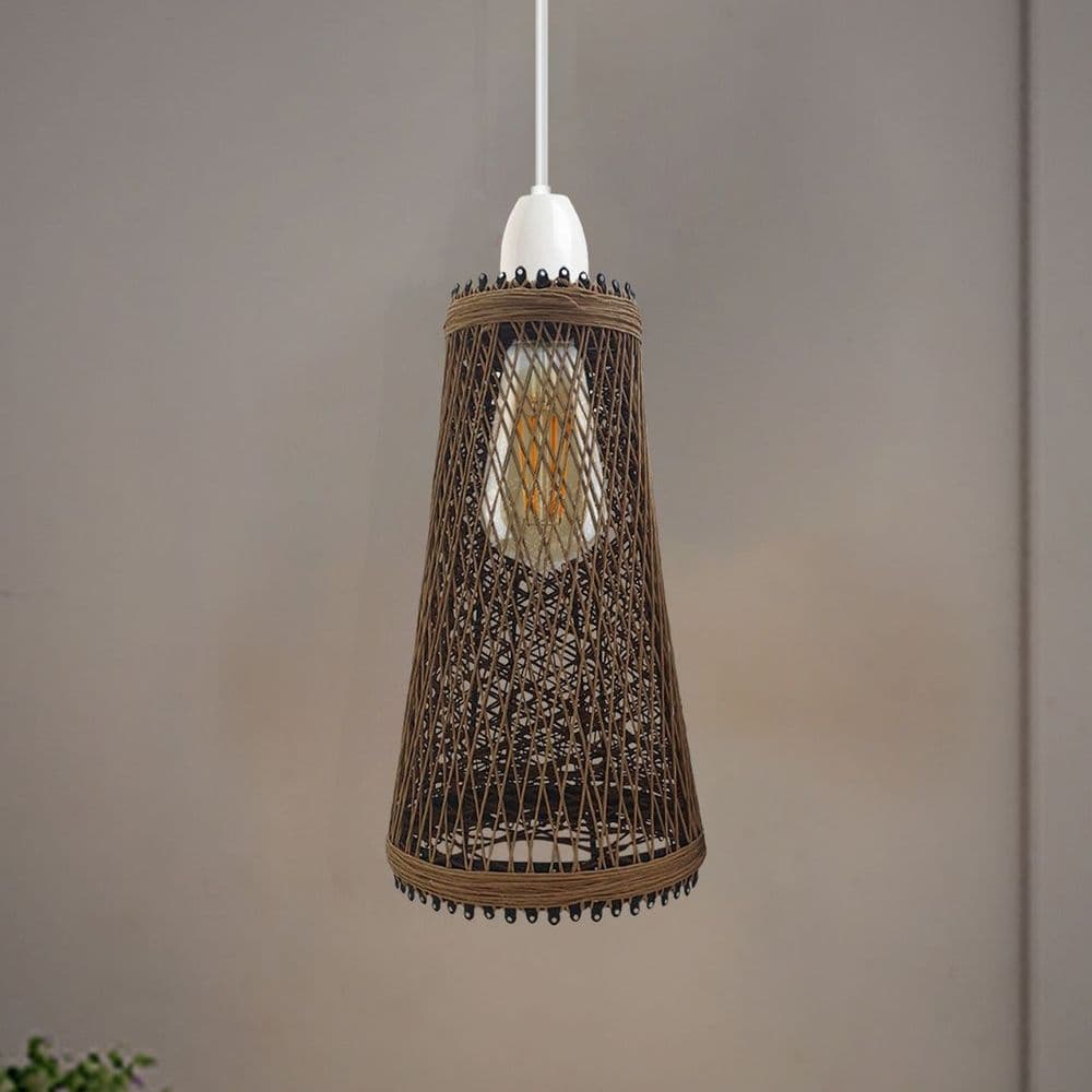 image-Retro Vintage 4cm Hole Barrel Cage Design Lampshade Easy Fit