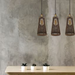 image-3 Head Natural Wicker Basket Style Retro Industrial Vintage Rattan Ceiling Pendant