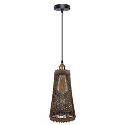 image-Natural Rattan Wicker Vintage Industrial Style Single Ceiling Pendant Light Shade
