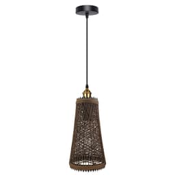 image-Natural Rattan Wicker Vintage Industrial Style Single Ceiling Pendant Light Shade