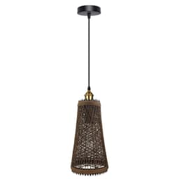 image-Natural Rattan Wicker Vintage Industrial Style Single Ceiling Pendant Light Shade