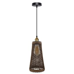 image-Natural Rattan Wicker Vintage Industrial Style Single Ceiling Pendant Light Shade