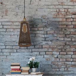image-Natural Rattan Wicker Vintage Industrial Style Single Ceiling Pendant Light Shade
