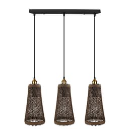 image-3 Head Natural Wicker Basket Style Retro Industrial Vintage Rattan Ceiling Pendant