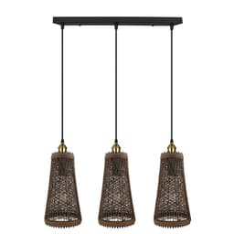 image-3 Head Natural Wicker Basket Style Retro Industrial Vintage Rattan Ceiling Pendant