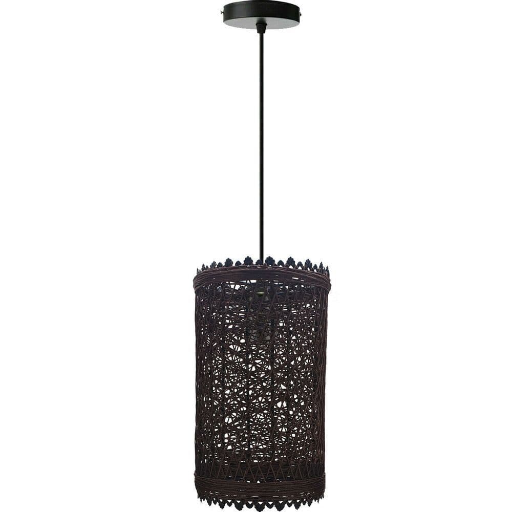 image-Single Natural Wicker Rattan Ceiling Pendant Light Shade E27 Base Adjustable cord Handmade Pendant Lighting Fixture